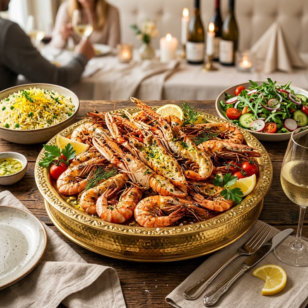 Goldene Scampi Platte